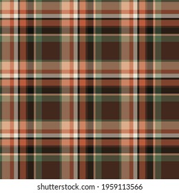 Check plaid seamless pattern. Vector background of textile ornament. Flat fabric design. Tartan.