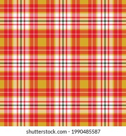 Check plaid seamless pattern. Vector background of textile ornament. Flat fabric design. Tartan.