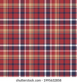 Check plaid seamless pattern. Vector background of textile ornament. Flat fabric design. Tartan.