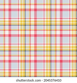 Check plaid seamless pattern. Vector background of textile ornament. Flat fabric design. Tartan.