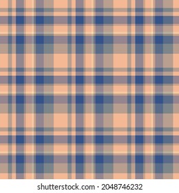 Check plaid seamless pattern. Vector background of textile ornament. Flat fabric design. Tartan.