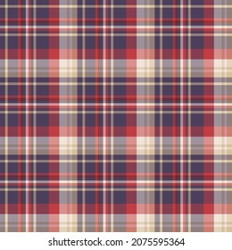 Check plaid seamless pattern. Vector background of textile ornament. Flat fabric design. Tartan.