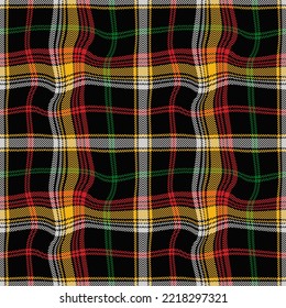 Check plaid seamless pattern. Wavy abstract background scottish cage herringbone texture. Wallpaper illusion of distortion. Printing on fabric, shirt, textile, curtain and tablecloth. Vector