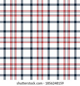 Compruebe el patrón impecable en blanco. Fondo vectorial del adorno textil. Diseño de tela plana. Tartán.
