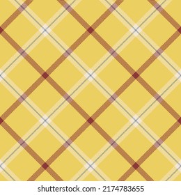 Check Plaid Seamless Pattern. Yellow, Red, White Background In The Cage. Scottish Fashion Textured The Herringbone. Of Printing On Fabric, Shirt, Textile, Wallpaper, Curtain And Tablecloth. Vector.  