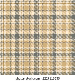 Check plaid seamless pattern. Yellow, gray pixel background checkered. Tartan cage abstract textured. Vector graphics printing on fabric, shirt, textile, curtain and tablecloth.