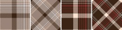 Check Plaid Set Seamless Pattern. Colored Straight And Oblique Cage Herringbone Texture Tartan Background. Striped Wallpaper. Printing On Fabric, Shirt, Textile, Curtain And Tablecloth. Vector