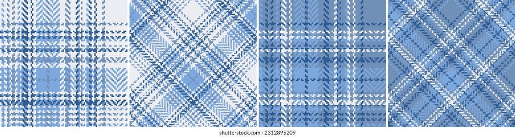 Check plaid set seamless pattern. Colored straight and oblique cage herringbone texture background. Striped wallpaper. Printing on fabric, shirt, textile, curtain and tablecloth. Vector