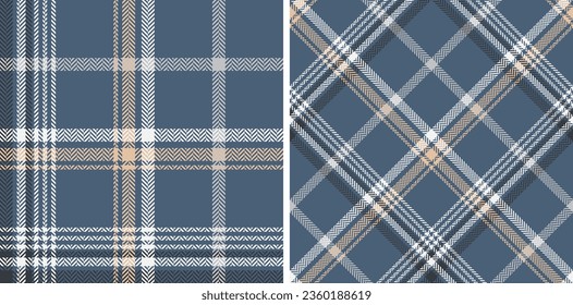 Check plaid set seamless pattern. Colored straight and oblique cage herringbone texture background. Striped wallpaper. Printing on fabric, shirt, textile, curtain and tablecloth. Vector 