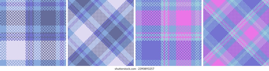 Check plaid set seamless pattern. Colored straight and oblique cage herringbone texture tartan background. Striped wallpaper. Printing on fabric, shirt, textile, curtain and tablecloth. Vector