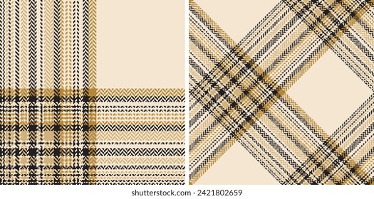 Check plaid set seamless pattern. Colored straight and oblique cage herringbone texture tartan background. Striped wallpaper. Printing on fabric, shirt, textile, curtain and tablecloth. Vector