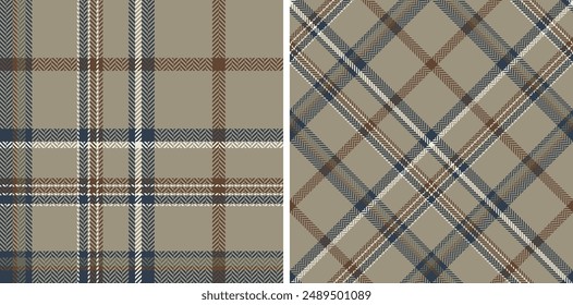 Check plaid set seamless pattern. Colored straight and oblique cage herringbone texture background. Striped wallpaper. Printing on fabric, shirt, textile, curtain and tablecloth. Vector 