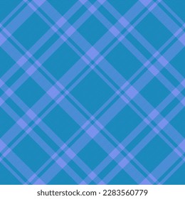 Check plaid tartan. Textile vector texture. Seamless fabric background pattern in blue and cyan colors.