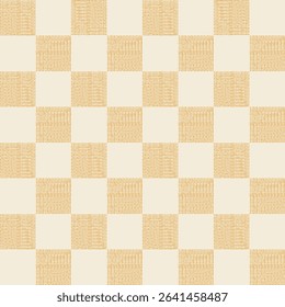 Check plaid tartan woven style vector seamless repeat pattern cream and yellow pastel modern style.