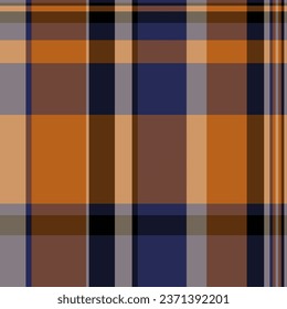 Compruebe el vector de plaid de fondo de tela sin costura con una textura de patrón tartán en colores naranja y gris.