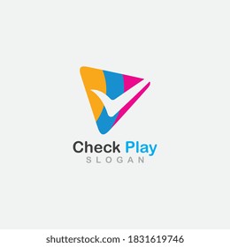 Check play media  button concept design gradient vector illustration