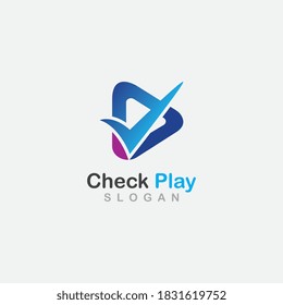 Check play media  button concept design gradient vector illustration
