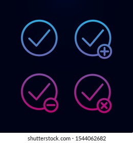 Check, plus, check, minus sign nolan icon. Simple thin line, outline vector of web icons for ui and ux, website or mobile application