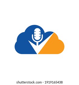 Check podcast cloud vector logo design template. Podcast Check Icon Logo Design Element