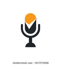  Check podcast vector logo design template. Podcast Check Icon Logo Design Element