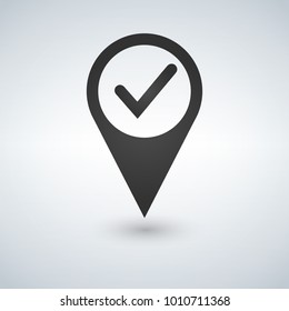 Check point creative symbol concept. Global Positioning System icon template. Navigation checkmark. Spot sign vector illustration