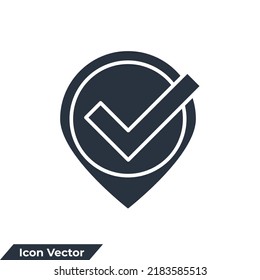 check point icon logo vector illustration. Location icon and approved symbol template for graphic and web design collection