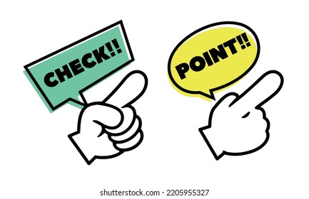 Check, point icon pointing vector illustration