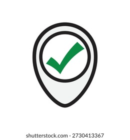 Logotipo de punto de control, ubicación de pin de control y Vector de diseño de icono de logotipo OK. Un buen lugar icono de Vector Plantilla