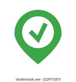 Check point. Map pin with check mark. Vector.