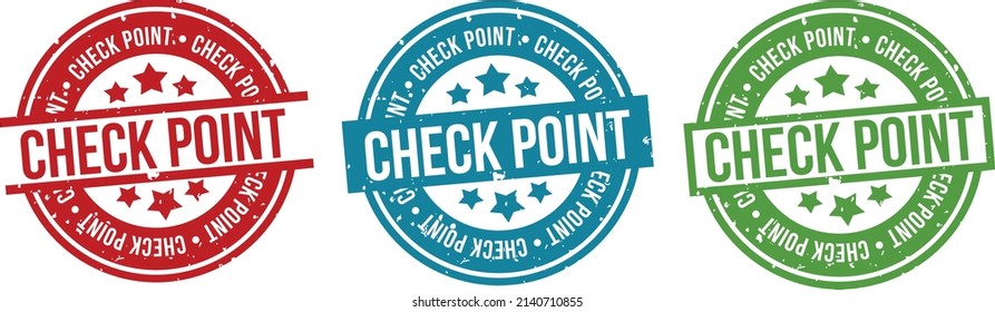 check point stamp badge. round grunge isolated sign. check point label set.
