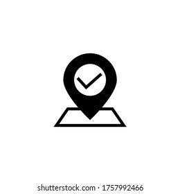 Check point vector icon in black flat glyph, filled style isolated on white background