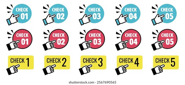 Check Pointing Icon Set, Vector Icon