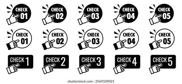 Check Pointing Icon Set, Vector Icon