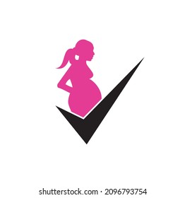 Check pregnancy logo design. Pregnant Logo Symbol Template Design Vector.