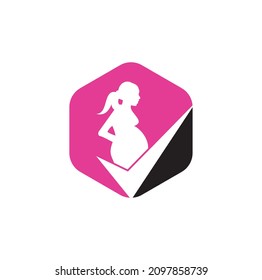 Check pregnancy logo design. Pregnant Logo Symbol Template Design Vector.