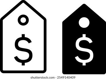 Verificar conjunto de ícones de etiqueta de preço. etiqueta de preço com um sinal de dólar. símbolo de dólar. faixa de venda com desconto