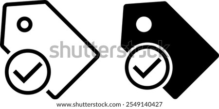 Check price tag icon set. Quality certify icon symbol. best price logo sign with check mark. Commerce and shopping symbol
