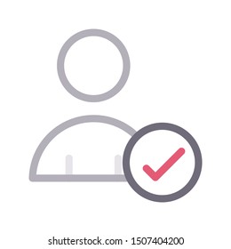 check profile colour line vector icon