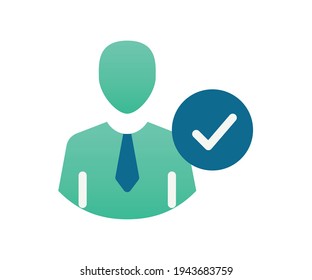 comprobar el perfil de usuario de un solo icono aislado con estilo de degradado
