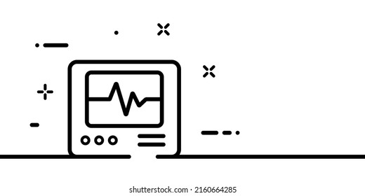 Check pulse line icon. medical apparatus, medicine, doctor, treat, heart rate, cardiogram. Healthcare concept. One line style. Vector line icon for Business and Advertising.