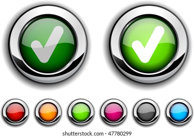 Check realistic buttons. Vector illustration.