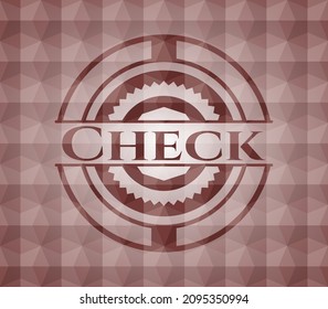 Check red seamless badge with geometric pattern. 