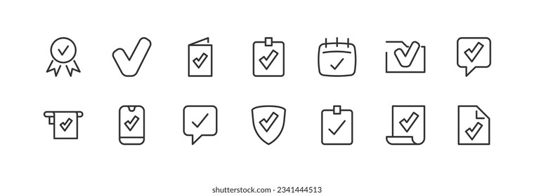 check related line icons. Vector linear object set. 48x48 Pixel Perfect with editable stroke