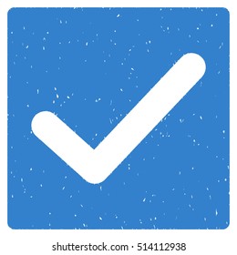 Check rubber seal stamp watermark. Icon vector symbol with grunge design and corrosion texture. Scratched cobalt ink emblem on a white background.