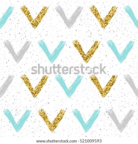 Check seamless background. Grey, blue and gold check. Abstract seamless pattern for card, book, banner, diary, menu cover, t-shirt, album, textile fabric, garment etc. Gold glitter texture