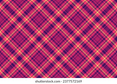 Check seamless background of vector textile tartan with a pattern fabric texture plaid in violet and red colors.