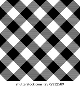 Check seamless pattern. Black checks on white background. Repeated gingham geometric patern. Scottish style for design prints. Repeating texture checkered plaid. Repeat fabric. Vector illustration