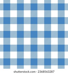 Check seamless pattern. Blue checks background. Repeated gingham geometric patern. Scottish style for prints design. Repeating texture checkered plaid. Repeat chess fabric. Vector illustration