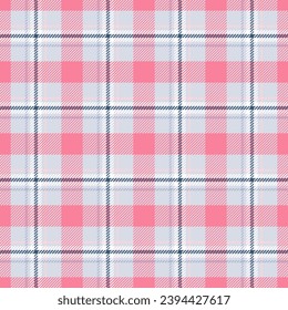 Check seamless pattern. Checks plaid pink color. Repeating tartan design. Repeated scottish flannel. Madras fabric prints. Neutral wool lattice. Repeat abstract ekose woven. Vector illustration