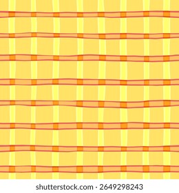 Check seamless pattern. Hand paint stripes plaid texture, vector checkered green spring print